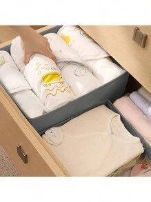 婴儿衣服织物隔层内衣收纳盒，抽屉分隔器收纳盒，适用于内裤、袜子、胸罩，情人节爱心 - 深灰色 - 查看 1
