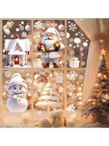 Miếng dán trang trí cửa sổ tĩnh điện có thể tháo rời hình bông tuyết và cây thông Noel, thích hợp cho cửa hàng, cửa sổ cửa hàng, tường, trang trí theo phong cách mới năm 2025 - Nhiều màu - Xem 8