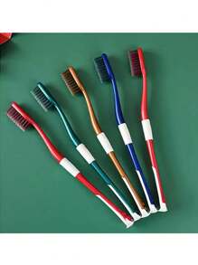 8 件装竹炭牙刷和刮舌器 - 两用口腔护理，带软毛和硅胶手柄 - 彩色 - 查看 9