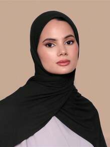 1 chiếc khăn trùm đầu Jersey Hijab bằng vải Modal dành cho nữ, màu trơn mềm mại, thoải mái, thoáng khí, chất liệu Viscose, khăn trùm đầu, khăn trùm đầu thể thao, khăn choàng 170cm X 60cm, thích hợp cho hàng ngày, ngoài trời, cầu nguyện và thờ cúng - màu đen - Xem 6