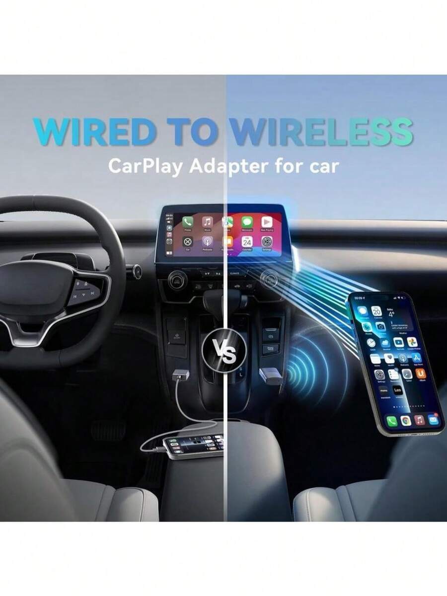 Small Wireless CarPlay Adapter, Dongle, Converts Wired To Wireless, For