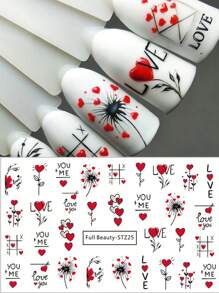 2PCS Nhãn dán nghệ thuật làm móng ngày lễ tình nhân Nhãn dán móng tay tự dính 3D Dụng cụ làm móng nghệ thuật ngày lễ tình nhân Dễ thương Hoạt hình Lãng mạn Chữ Đen Đường kẻ đơn giản Cô gái Trái tim Thiết kế móng tay DIY Trang trí cho phụ nữ - Nhiều màu - Xem 5
