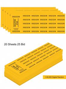 20pcs Auction Bidding Tickets With 25 Bid Numbers, For Silent Auction Class School Activity Ticket - Yellow - View 1