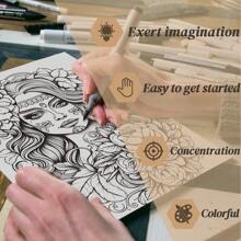 24 Pages Upgraded Thick A4 Paper Candy Skull Themed Coloring Book, Single-Sided Coloring For Stress Relief, Christmas, New Year Party Gift,Coloriage,Mess Free Coloring,Colouring Book Bundle,Back To School