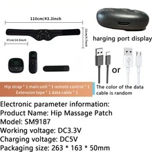 AXH EMS肌肉刺激器臀部训练器，带遥控器和USB充电功能，使用时需直接贴敷于皮肤上。 - 黑色 - 查看 3