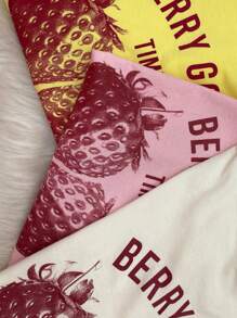 T-Shirt Women's Fashion Summer Strawberry Print 01 - White - View 1