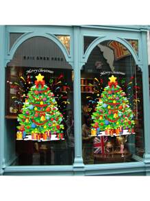 Miếng dán trang trí cửa sổ tĩnh điện có thể tháo rời hình bông tuyết và cây thông Noel, thích hợp cho cửa hàng, cửa sổ cửa hàng, tường, trang trí theo phong cách mới năm 2025 - Nhiều màu - Xem 6