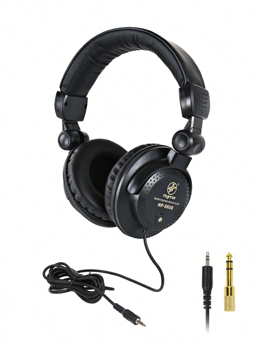 Professional Studio Recording Headphones Audio Headset Wired 3.5mm Hifi Monitor Headphones For Computer Music DJ - Black - View 1