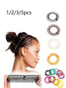 1/2/3/5PCS Plastic Full Circle Stretch Flexible Comb Teeth Headband Broken Hair Fixed Headband Hair Accessories For Women,Solid Simple Headband Used For Daily Hair Styling & Flyaways Taming,Invisible Elastic Hair Combs - Transparent Broken Hair Finishing Styling Tools With Easy Grip Handle For Women's Daily Hairdressing And Styling Needs - Perfect For Hair Salon And Personal Use,Hairband,Hair Hoop Headbands ,Head Piece