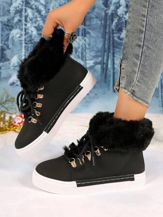 New Fashion Thick Sole Waterproof Warm Vintage Women Boots, Cute Couple Style Classic Non-Slip Snow Boots Short Soft Bottom, Suitable For Spring, Autumn & Winter