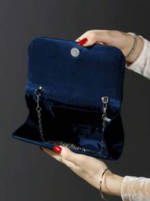閃亮、時尚、優雅且休閒的信封手拿包,迷人、豪華且精緻的鏈帶肩背包,適合女性、學生、上班族和新娘作為晚禮服手袋、錢包、手提包,在婚禮、女士生日派對、舞會、宴會等場合適用,是女性的最佳禮物 - 藏蓝色 - 查看 6