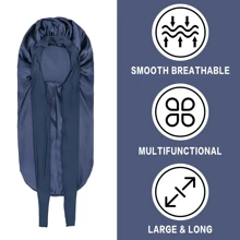 Blauwe mutsen voor dames, effen muts voor vlechten met elastische strikband, slaapmuts voor lang krullend en steil haar, grote lange muts, slaapmutsen geschikt voor alle kapsels, muts, douchemuts, haarproducten en accessoires voor kapperssalons, beauty reisbenodigdheden, terug naar school, essentiële reisbenodigdheden voor op reis, haaraccessoires voor vrouwen