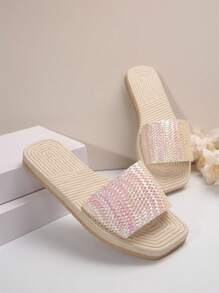 女士新款平底舒适休闲凉鞋、时尚拖鞋 - 金色 - 查看 5