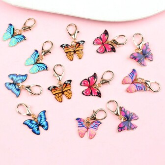 6pcs/8pcs/12pcs Cute Butterfly Keychains With Lobster Clasps - Durable Zinc Alloy, Fashionable Mini Butterfly Charms For Men & Women, Assorted Colors, Party Gift