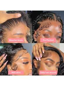 16 英寸假发真人发深卷蕾丝前假发 13x4 透明蕾丝假发女士深波浪短波波头真人发假发无胶假发真人发蕾丝假发 10-16 英寸