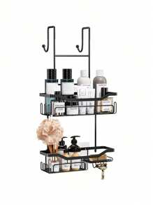 1 kệ treo đồ nhà tắm treo trên cửa, kệ nhà tắm 2 tầng không cần khoan, kệ nhà tắm có giá để xà phòng, giá để đồ nhà tắm chống thấm nước, chống gỉ để đựng dầu gội, dầu xả, xà phòng, khăn tắm - Nhiều màu - Xem 1