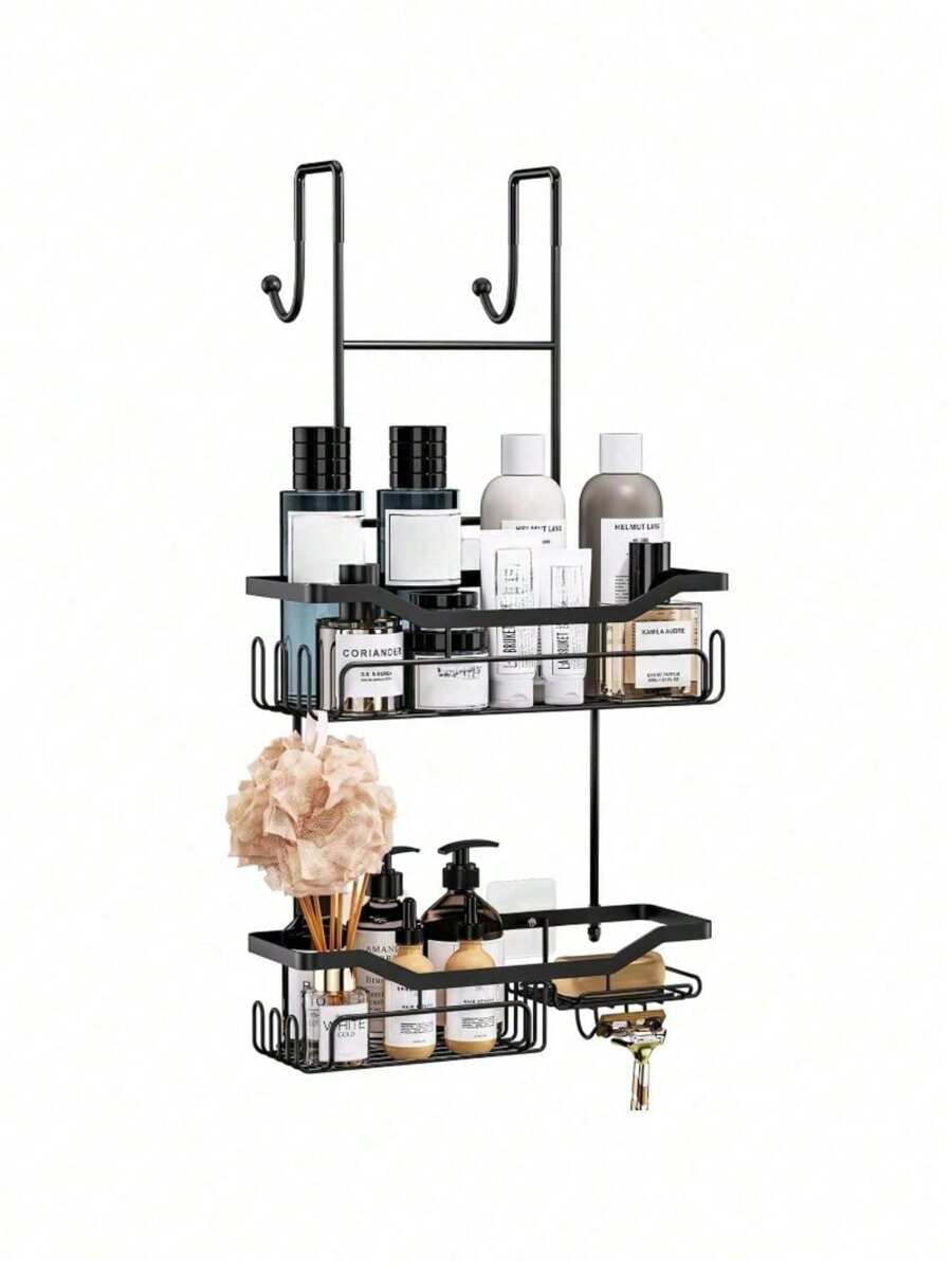 1 kệ treo đồ nhà tắm treo trên cửa, kệ nhà tắm 2 tầng không cần khoan, kệ nhà tắm có giá để xà phòng, giá để đồ nhà tắm chống thấm nước, chống gỉ để đựng dầu gội, dầu xả, xà phòng, khăn tắm - Nhiều màu - Xem 1