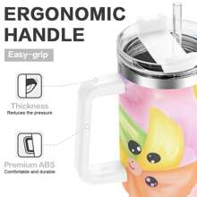 1pc 40oz Kawaii Tumbler With Straw And Lid, Double Wall Insulated Stainless Steel Water Bottle, Large Capacity Travel Mug, Portable Insulated Vacuum Cup, Suitable For Outdoor Travel, Ideal Gift For Women Men