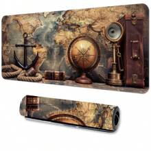 Oversized nautische Karten Gaming Mauspad, Büro Schreibtischunterlage, E-Sport Tastatur Matte, Gummi rutschfestes Design, Extra groß & dick, umsäumter Rand, strapazierfähig & waschbar Rückkehr zur Schule Gaming Mauspad