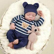 50cm 20 Inch Rebirth Doll. Head And Limbs Are Made Of Vinyl. The Doll's Limbs Can Move, And She Can Sit Or Lie Down. The Doll Has Closed Eyes. Realistic Curly Eyelashes. Cute Reborn Doll. - 彩色 - 查看 2