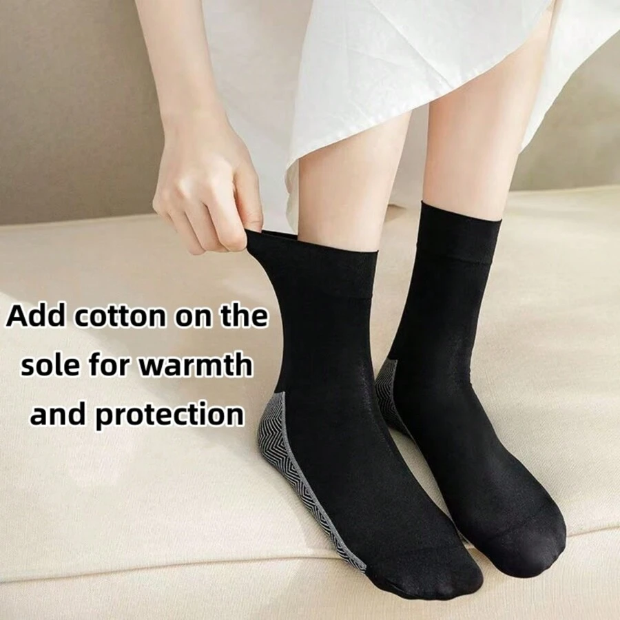 10 đôi tất nhung dày ấm chống đóng băng mới, đàn hồi cao thoải mái cho nam và nữ, tất ống giữa thời trang đơn giản, thoáng khí, chống mùi, đế chống mài mòn, tất chống trượt - Nhiều màu - Xem 1