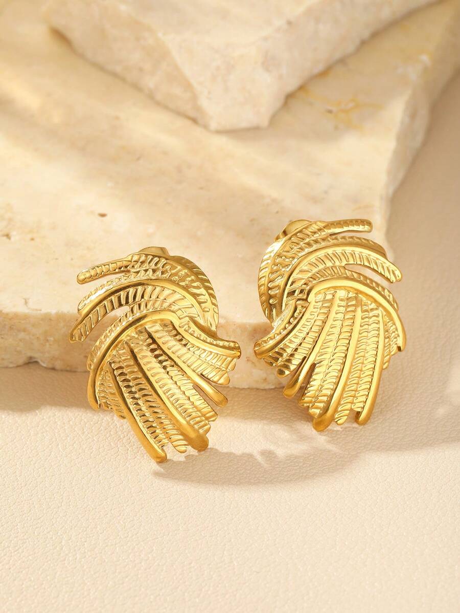 Aomogo 1 Cặp bông tai đinh tán hình học không đối xứng, mặt dây chuyền bằng thép không gỉ độc đáo theo phong cách Âu Mỹ thời trang, quà tặng cho phụ nữ - bông tai - Xem 1