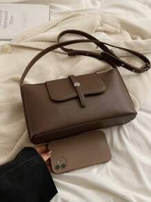 优雅女士休闲时尚简约百搭单肩包 - 咖啡棕 - 查看 7