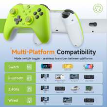 EasySMX X05 2.4g 无线游戏控制器，适用于 PC/Steam/iPhone/Android/Switch - 带霍尔效应、RGB 灯和涡轮增压的蓝牙控制器游戏手柄，适用于黑神话：悟空的防漂移控制器，适用于所有 iPhone、iPad、Android 手机和大多数智能手机，可作为家人、朋友、孩子、生日、圣诞节、冬季、女朋友、男朋友的礼物 - 綠色 - 查看 3