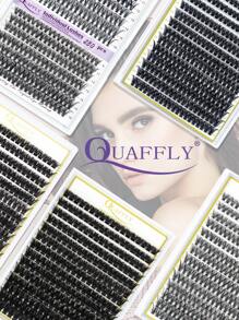 QUAFFLY 睫毛夹 5 片装睫毛夹套装，多种款式，长度混合，包含睫毛粘合剂、睫毛卸除器、镊子和睫毛夹，方便在家 DIY 美睫。睫毛夹套装（D 型 - 9-16mm）睫毛簇 - 黑色 - 查看 7