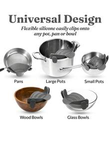 Colador ajustable de silicona para ollas y pastas - Colador de cocina con clip para una preparación de alimentos fácil - Multicolor - Ver 4