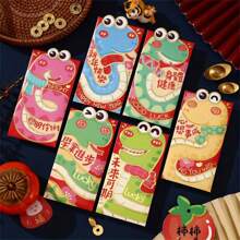 6pcs 2025 Chinese New Year Red Envelopes - 3D Snake Design Lucky Money Packet - Spring Festival, Birthday, Wedding Festival Paper Gift Bag - Unique Personalized Cultural Souvenir Suitable For All Ages