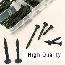 Set de 105/230 piezas de tornillos autoperforantes, conjunto de tornillos de acero al carbono negro, tornillos planos de cabeza cruzada, tornillos galvanizados para madera para carpintería, tamaños de M3.5*16-50mm