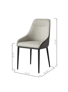 Dining Chair Modern PU Leather Dining Room Chair ,Set Of 2,With Sturdy Metal Legs, Sturdy And Durable Construction,Upholstered Seat, Dinner Chairs ,Accent Side Chairs ,Suitbale For Indoor,Kitchen, Living Room,Black And White.,DreamDecor