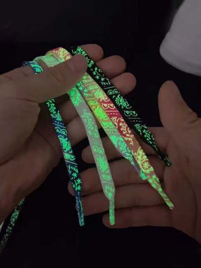 1 par de cordones luminosos con estampado tie-dye y degradado de colores para calzado de moda urbana, decoración DIY para tenis, zapatos de baloncesto, zapatos casuales, zapatos de lona