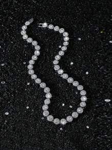 1 件男士圆形水钻拼接链项链/手链，嘻哈风格圆形水钻项链时尚多种尺寸可选 - 圓形 - 查看 12