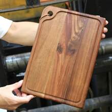 1pc Rosewood Wooden Cutting Board, Solid Wood Cutting Board, Butcher Block, Chopping Board With Fruit Groove, Easy To Clean, For Cooked Food, Vegetables, Fish, Meat, Cheese, Household, Outdoor Camping, Multipurpose - Yellow - View 17