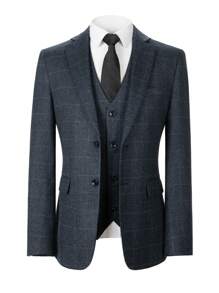 Traje de 3 piezas de hombre Furuyal: Blazer, chaleco y pantalones, corte slim, estampado a cuadros, para fiestas, bodas, negocios y ocasiones formales, tallas XS-3XL, color gris oscuro