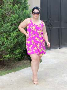 Women's Plus Size Jumpsuit Short Skirt With Printed Lining Summer - 顏色13 - 查看 2