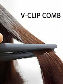 WANMEI 1pc V-Shape Straightening Comb, Carbon Fiber Comb, Heat-Resistant Carbon Fiber Comb, Double-Sided Clip Straightener, Straightening & Curling Comb, Flat Top Comb, Spring Clip Straightening Comb, Home Use Carbon Fiber Hair Straightening Comb, Protect Your Hair Brushes, Combs, Hair Styling Tools, Hair Products And Accessories - Black - View 6