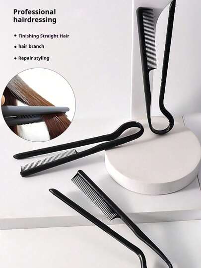 WANMEI 1pc V-Shape Straightening Comb, Carbon Fiber Comb, Heat-Resistant Carbon Fiber Comb, Double-Sided Clip Straightener, Straightening & Curling Comb, Flat Top Comb, Spring Clip Straightening Comb, Home Use Carbon Fiber Hair Straightening Comb, Protect Your Hair Brushes, Combs, Hair Styling Tools, Hair Products And Accessories