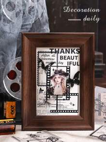 10张复古黑元素动植物图案贴纸，创意PET透明材质贴纸包，花朵、蝴蝶、边框等图案可供选择，用于DIY手册、剪贴簿材料装饰贴纸、学习文具装饰贴纸 - 彩色 - 查看 8