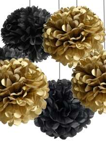 3 件金色人造纸花纸巾球适用于生日婚礼派对装饰、圣诞节 - 金色 - 查看 2