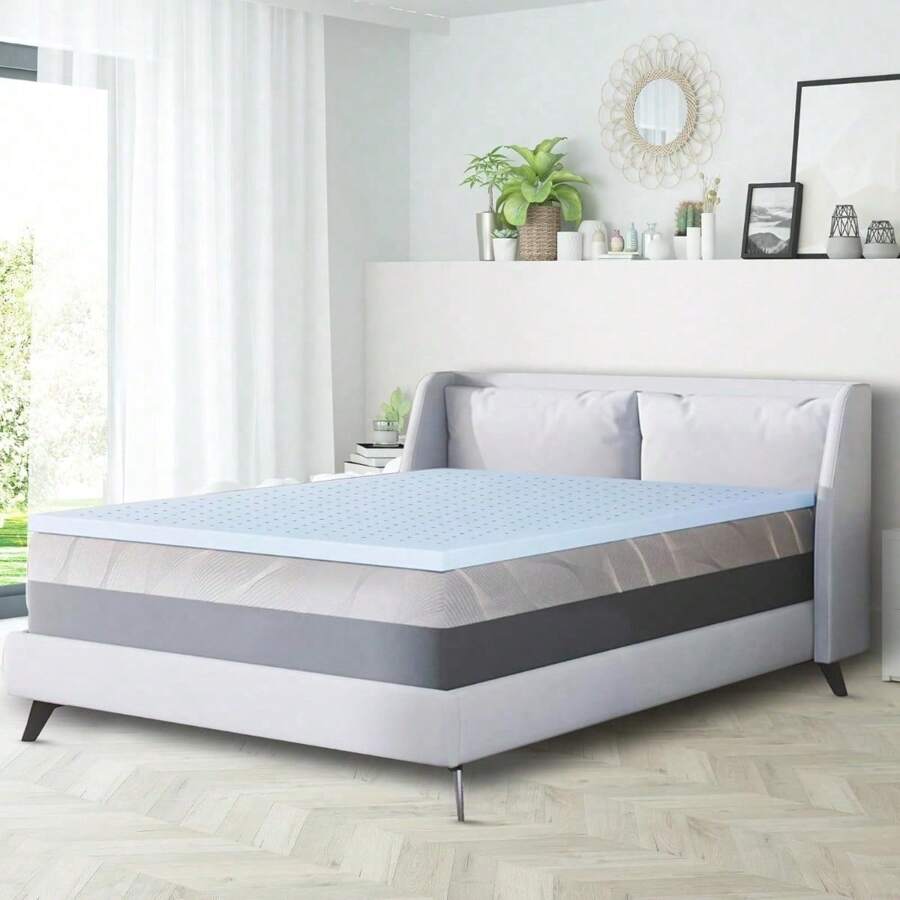 Memory Foam Mattress Topper 2 Inch Gel Infused Medium Soft Queen Size