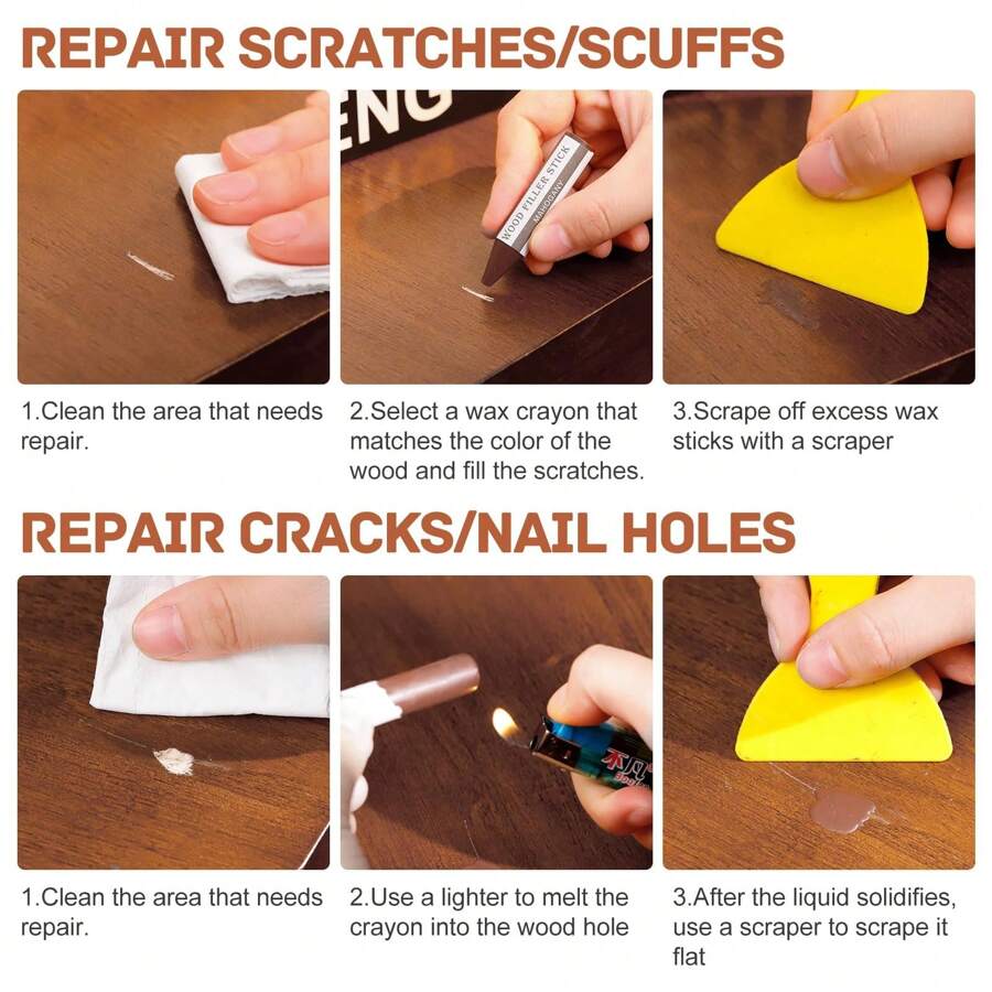 DEWEL DEWEL Wood Filler Sticks, 18 Colors Wood Crayons For Scratches