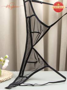 MLeyhoice 女士性感舒适黑色网眼柔软后背工字背心文胸、内衣 - 黑色 - 查看 2