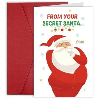 1 pièce, Carte de Père Noël Secret amusante, Carte d'échange de cadeaux de Père Noël de Noël, Carte de vœux d'échange de cadeaux de Père Noël de vacances d'hiver, Cadeau de Père Noël Secret de Noël pour lui et elle