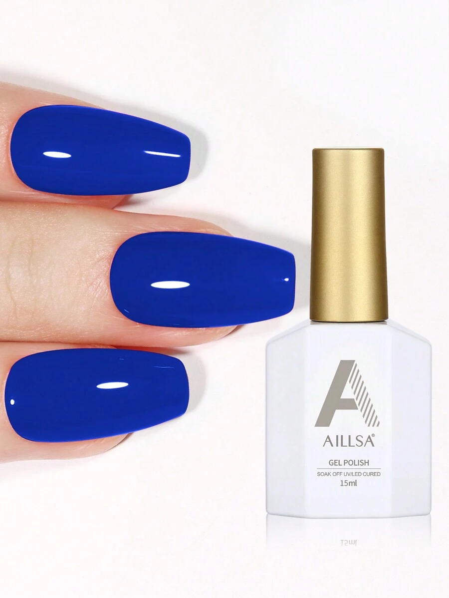 1pc15ml Gemstone Blue Gel Nail Polish, Soak Off Gel Nail Polish ,Long-Lasting And LED/UV Lamp Quick-Drying, For Home Salon Nail Art DIY - 寶藍色 - 查看 1