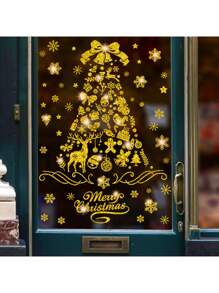 Miếng dán trang trí cửa sổ tĩnh điện có thể tháo rời hình bông tuyết và cây thông Noel, thích hợp cho cửa hàng, cửa sổ cửa hàng, tường, trang trí theo phong cách mới năm 2025 - Nhiều màu - Xem 11