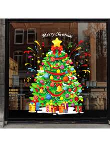 Miếng dán trang trí cửa sổ tĩnh điện có thể tháo rời hình bông tuyết và cây thông Noel, thích hợp cho cửa hàng, cửa sổ cửa hàng, tường, trang trí theo phong cách mới năm 2025 - Nhiều màu - Xem 4