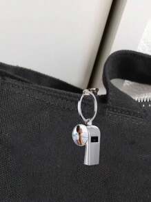 LICVIC 1pc Personalized Stainless Steel Photo Whistle, Custom Survival Whistle Keychain, Outdoor Sports Training Anniversary Gift For Male Groomsmen
